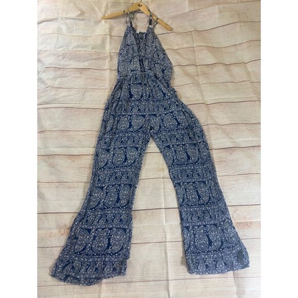 American Eagle Outfitters Women's Blue Floral Sleeveless JumpSuit - Medium - Picture 4 of 12